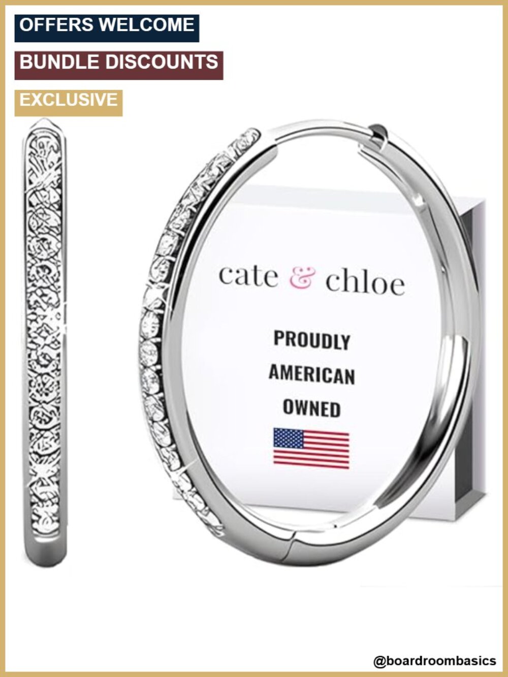 18K Gold-Plated Hoop Earrings! Simulated Diamond Crystal Small Hoops